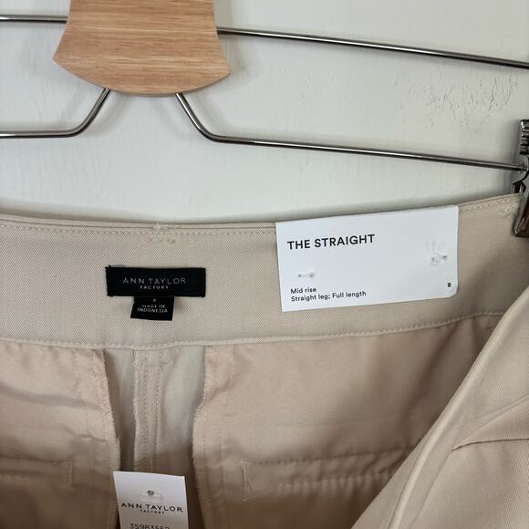 NWT Ann Taylor Factory Mid-Rise Straight Leg Pants - Khaki beige tan - Women's 8 - Picture 5 of 8